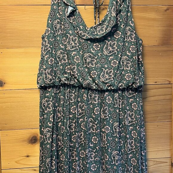 LOFT Green and Pink Paisley Dress - L - Picture 4 of 6